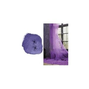 FIESTAS GUIRCA | Toile d'Araignée Violette (100 gr) - Décoration d'Halloween et Fêtes Costumées - Animaux et Insectes - Idéal pour Célébrations et Événements - Violet