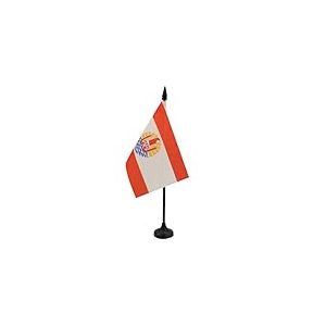 AZ FLAG - Drapeau De Table Polynésie française - 15x10 cm - Mini Drapeau Polynésien De Bureau 100% Polyester Avec Hampe De 25cm Et Socle En Plastique Noir