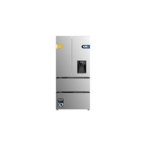 Cecotec Refrigerateur Congelateur 4 Portes Française Bolero CoolMarket FD 436 WD Inox E. Réfrigérateur 436L, inox, distributeur d’eau, Total No Frost, MultiAirFlow, mode Vacances et alarmes