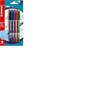 Stabilo Sensor / B-14900-10 Stylo feutre avec pointe montée sur ressort Rouge/bleu/vert/noir 4 pièces