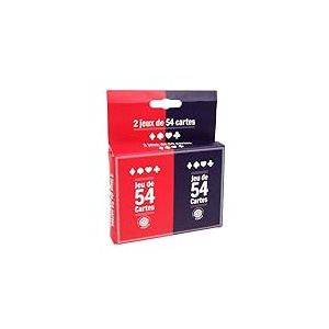 MGM GAMES - 2 Jeux de 54 Cartes - Rouge et Bleu - 144634LINA - Jeu De Cartes - Carton - 2 à 6 Joueurs - Cartes à Jouer - Jeux de Société - Jeux de Voyage - Belote - Poker - Rami - 8,5 cm x 5,5 cm
