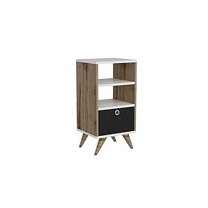 Homemania Meuble Multi-usages, Panneau de Particules mélamine, Noyer, Noir, Blanc