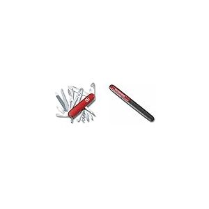 Victorinox Handyman, Swiss Army Knife, Couteau multifonction, Léger, Multitool, 24 Fonctions, Grand Lame, Tire Bouchon, Metal Voir, Rouge & Aiguiseur couteaux, Swiss Made, Portable, Noir/Rouge