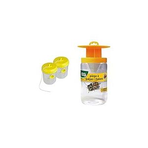 Windhager Pièges à Guêpes & à Mouches Duo, Piège à frelons à Suspendre, Transparent, Maximum 200 ML, 03115 & BSI Piège à guêpes | Piège à frelons | Professionnel | Jaune