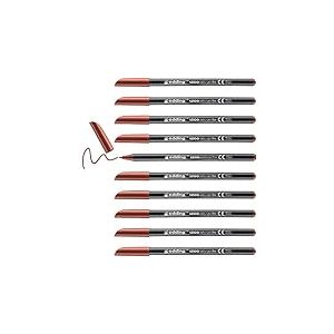 edding 1200 Feutre de coloriage pointe fine - marron - 10 stylos - pointe ronde 1 mm - stylo pour ecriture, dessin, coloriage