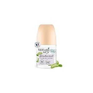 Naturé Moi - Déodorant roll-on - Efficacité 24h - Déodorant femme à l'Aloe Vera Bio et au Magnésium - Parfum Fleur de Coton - 99% d'Origine Naturelle - 50 ml - Fabriqué en France