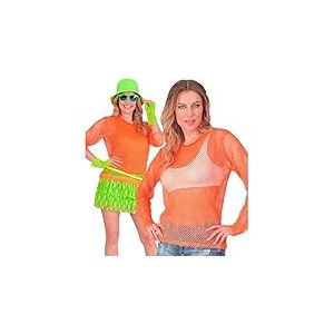 W WIDMANN MILANO Party Fashion - Haut en résille pour femmes, t-shirt en résille, fluo pour festivals et carnaval