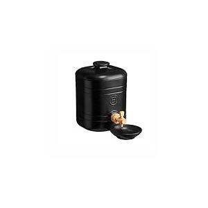 Emile Henry - Vinaigrier en céramique 2,5 L, noir mat, avec robinet en buis et bouchon liège