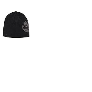 Timberland Reversible Logo Jacquard Beanie Chapeau pour Temps Froid, Noir/Gris, Taille Unique Homme