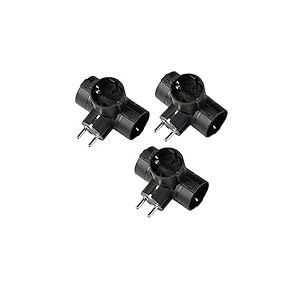 POLY POOL - PP2350.13 Adaptateur Schuko avec 3 prises Schuko standard allemandes et fiche 16 A, adaptateur multiprise, couleur : noir