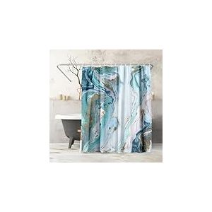 Americanflat Rideau de Douche 180x188 cm - Rideau Douche 100% Polyester - Rideau Salle de Bain R&eacute;sistant &agrave; l'Eau avec &OElig;illets en M&eacute;tal et 12 Crochets Plastiques Durables - Bleu et Vert