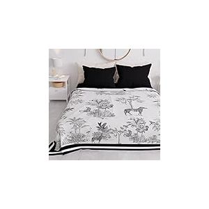 PETTI Artigiani Italiani - Couvre-Lit 260x250 cm Microfibre, Printemps Été, Parure de Lit Légère Double, Draps 2 Personnes, Animaux Blanc, 100% Fabriqué en Italie
