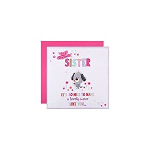 Hallmark Grande carte d'anniversaire pour sœur – Motif 3D « Scruffles »