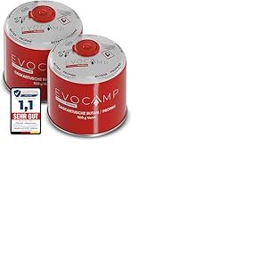 Cartouches de gaz butane 500g, cartouche à vis avec gaz butane/propane 899 ml, cartouche de gaz conforme à la norme EN 417, cartouche à valve avec fermeture à vis, cartouche de gaz de camping (2X)