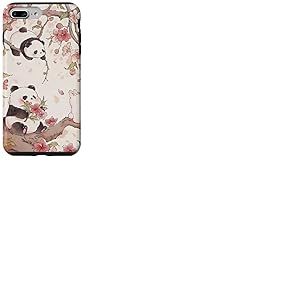 Panda Japonais Sakura Mignon Ours Fleurs de Cerisier Coque pour iPhone 7 Plus/8 Plus