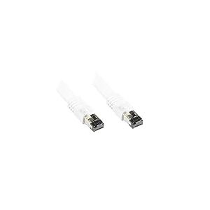 Good Connections Premium Cat. 8.1 Câble patch plat – 1,5 m – U/FTP – 40 Gbit/S – 2000 MHz – Conducteur en cuivre – Sans halogène LSZH – Câble LAN compatible avec cat. 7/6A/5E – Blanc