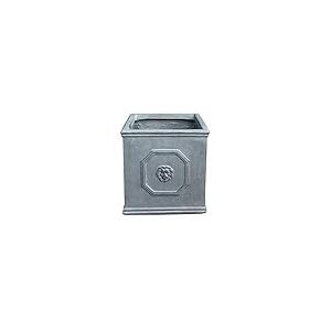 Kante Pot de Fleurs carré en béton avec Motif de tête de Lion, Style Anglais Classique - avec Trou de Drainage et Bouchon en Caoutchouc - pour intérieur et extérieur, Jardin, terrasse, Maison - Gris