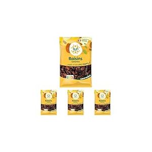 SUN - Raisins Secs Sultanine 500 g - Moelleux, Fruit&eacute;s & 100% Naturels - Pour Snacking, Ap&eacute;ritif, Cuisine & P&acirc;tisserie - Raisins Bruns S&eacute;ch&eacute;s - P&acirc;tisserie, Couscous, Tajine, Taboul&eacute;, Ap&eacute;ro (Lot de 4)
