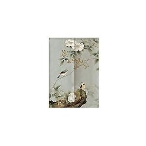 MYRU Rideau de Porte Feng Shui Motif Fleurs Chinoises et Oiseaux 33 by 59 inch Flower and Bird-b