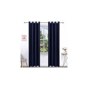 Pickluc Lot de 2 Rideaux occultants Bleu Marine avec œillets, Isolation Thermique, réduction du Bruit, 132,1 cm de Large x 243,8 cm de Long, Bleu Marine