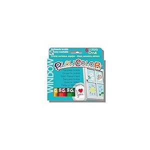 PLAYCOLOR - WINDOW ONE - Stick de peinture gouache solide 10 g pour dessiner sur vos fenêtres, baies vitrées ou toutes autres surfaces en verre, céramique ou miroir - 6 couleurs assorties