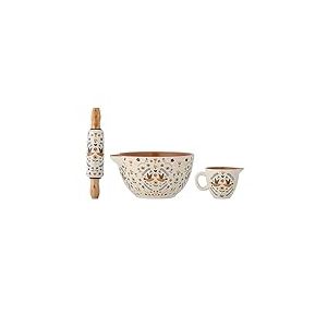 Bloomingville Bryn Lot de 3 Kits de pâtisserie en faïence Marron Ø 21 x H 12/L 22,5 x Ø 4,5/H 7,5 x Ø 9 cm