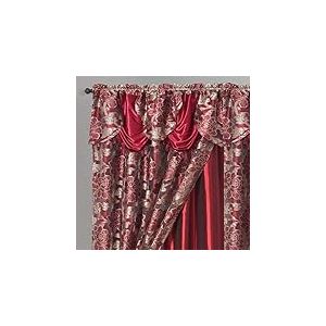 GOHD – Royal Rosarium Lot de 2 Rideaux de fenêtre en Voile Jacquard avec cantonnière Fantaisie attachée et Envers en Taffetas Bordeaux 147,3 x 213,4 cm (l x H)