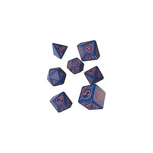 Wizard QWOWIZ90 Lot de 7 d&eacute;s Bleu fonc&eacute; et Orange