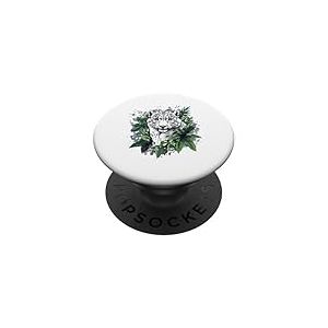 Léopard des neiges, animal léopard blanc, visage de léopard des neiges PopSockets PopGrip Adhésif