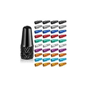 40 Pi&egrave;ces Bouchon de Valve Presta V&eacute;lo Bouchon de Valve de V&eacute;lo Presta en Aluminium Anodis&eacute; Multicolore Casquettes de Pneu de V&eacute;lo Capuchons de Style Fran&ccedil;ais Anti-Poussi&egrave;re
