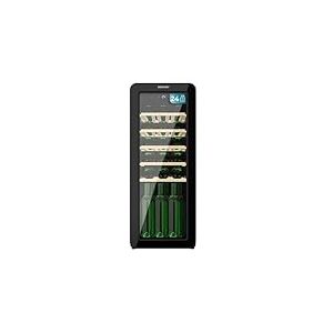Cecotec Cave à Vin 24 Bouteilles Rétro Bolero Grandsommelier Origin 24 Hit Black, Finition Noire, Contrôle par écran LED, Temp, 5-20ºC, NoFrost, Étagères Bois, Éclairage Intérieur, Ventilation