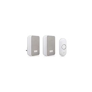 Byron DBY-22324UK Lot de 2 sonnettes sans fil avec batterie portable et branchable Portée 150 m 16 mélodies