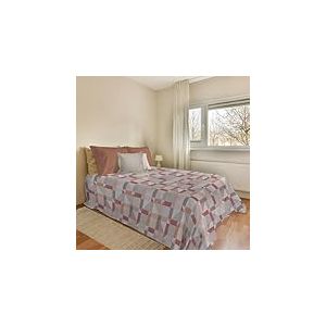 PENSIERI DELICATI Couvre-lit 220 x 280 cm, 100% Coton Pique, idéal comme décor, Couverture de lit 1 Place et demie, Fantaisie Athènes Orange, 100% fabriqué en Italie