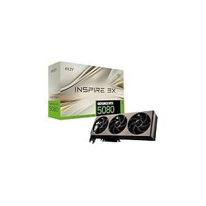MSI NVIDIA GeForce RTX 5080 16G Inspire 3X OC Carte Graphique 16 Go GDDR7 (30 Gb/s/256 Bits), Refroidissement à Triple Ventilateur (3 x STORMFORCE Fan) - HDMI 2.1b, DisplayPort 2.1b, SFF Ready