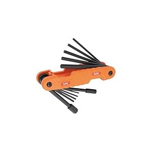 KLEIN TOOLS 70550 Jeu de cl&eacute;s hexagonales, 11 tailles SAE, cl&eacute; Allen pliante robuste avec cl&eacute;s hexagonales extra longues, orange