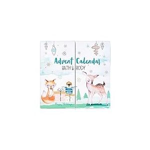 Accentra Calendrier de l'Avent Joyeuses Fêtes 2025 pour les filles avec 24 produits de bain, soins du corps et accessoires pour un temps de l'Avent varié et cocooning