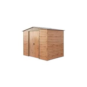 Duramax Alpine 8 x 6 (4,79 m&sup2;) Abri de Jardin en m&eacute;tal avec Base, Acier galvanis&eacute; &agrave; Chaud, Structure de Toit renforc&eacute;e, Abri de Jardin sans Entretien et r&eacute;sistant aux intemp&eacute;ries, Grain de Bois