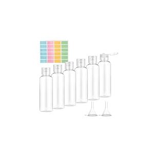Flacon Voyage Avion, Romon 6 Pi&egrave;ces 100ml Vides en Plastique Transparent Kit Voyage Avion avec 2 Entonnoirs & 24 &eacute;tiquettes Voyage Accessoires Contenant Voyage pour Bagages &agrave; Main Liquides Cosm&eacute;tiques