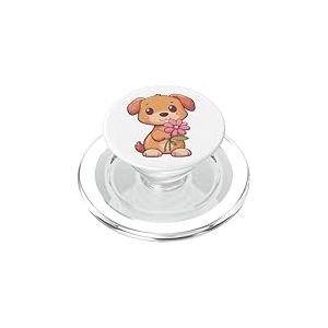 Chien avec Fleur pour Amoureux des Chiots, Femmes et Filles, Chien Mignon PopSockets PopGrip pour MagSafe