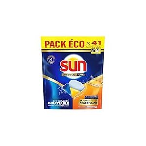 Sun - Pastilles Lave-Vaisselle - Tout en 1 Absolu dégraissent - Efficacité Imbattable sur les Tâches Tenaces - 41 Lavages