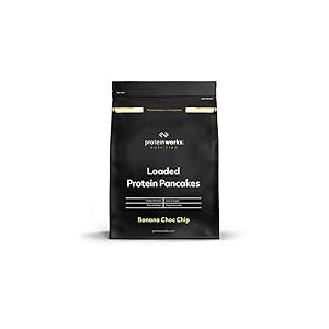 THE PROTEIN WORKS - Pancakes Protéinés | Mélange pour crêpes Premium | Snack Idéal | Petit-Dejeuner protéiné | 16 Portions | Banane Et Pépites De Chocolat | 1kg