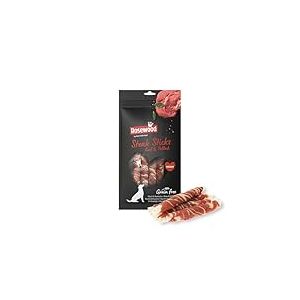 Rosewood Steak Sticks B&oelig;uf & Colin Medium &ndash; Friandise &agrave; m&acirc;cher pour Chien, Peau de b&oelig;uf et Colin, favorise Les Soins dentaires, sans c&eacute;r&eacute;ales ni Gluten, sans additifs artificiels, 90 g