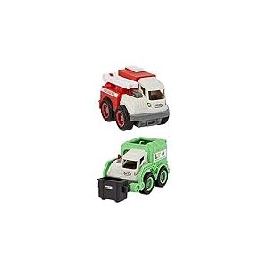 little tikes Lot de Dirt Diggers Mini, Camion Poubelle + Camion DE Pompier &ndash; r&eacute;sistant, Jeux d&rsquo;int&eacute;rieur & d&rsquo;ext&eacute;rieur &ndash; Facile &agrave; Tenir &ndash; Encourage l&rsquo;Imagination &ndash; 2 Ans