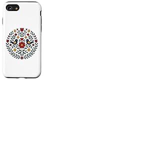 Folk Art Oiseaux Cœur Fleurs Mandala Style Polonais Coque pour iPhone SE (2020) / 7 / 8