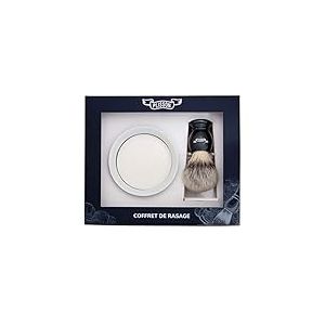 Plisson Coffret Rasage Blaireau Gris Nacré en Fibre Blanche Taille 12 Support Bol Savon