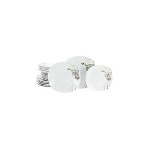 CreaTable, 24027, S&eacute;rie Square Orchidee, service de vaisselle 18 pi&egrave;ces, ensemble d'assiettes en porcelaine, compatible lave-vaisselle et micro-ondes, production de qualit&eacute;.