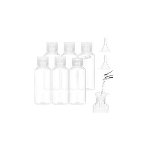 BillyBath Flacon Vide Voyage 100ml, 6 Pièces Flacons de Voyage Avion Transparent Cosmetique Liquide Bouteille Contenant Plastique avec 2 Petits Entonnoirs pour Shampoing Lotion Vacance Camping