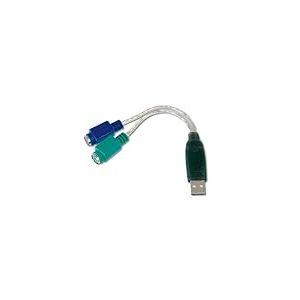 DIGITUS USB vers PS/2 Adaptateur - Adaptateur Souris & Clavier - USB Type-A mâle vers 2X Mini-Din 6 Femelles - Win 10 - Plug & Play