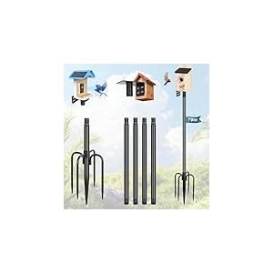 Gtongoko Poteau pour mangeoire &agrave; Oiseaux Intelligente, nichoir d&rsquo;ext&eacute;rieur, Station m&eacute;t&eacute;o, Poteau de Fixation en m&eacute;tal r&eacute;glable et Robuste, Noir, 200 cm