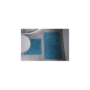 Rapport Home Rapport Kyra Ensemble Tapis de Bain et Contour WC en Coton, Bleu Lagon, Bathmat (76 X 46cm), Pedestal Mat (46 x 45 cm)